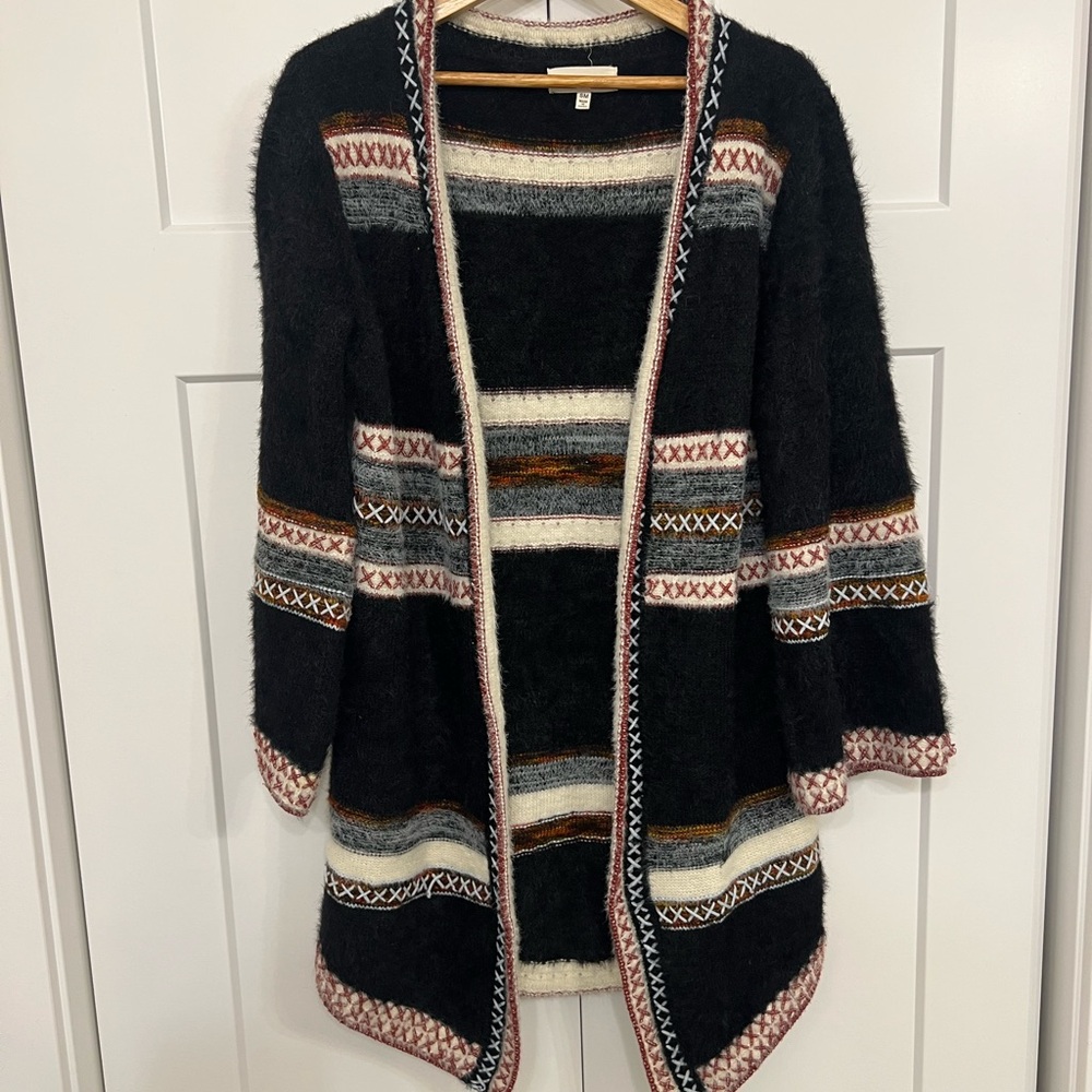 ADORA Black and White Cardigan with Striped Pattern